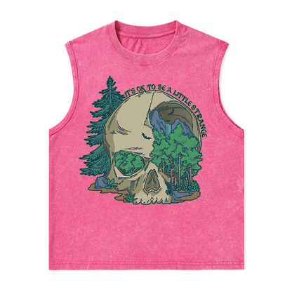 Freeleaf Skull Mountain Nature Inspired Unisex Washed Tank Tops