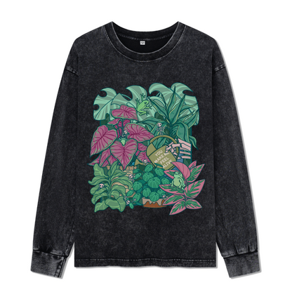 You Make Me Feel Alive Front-printed Washed Long Sleeve Top