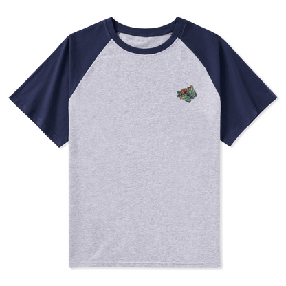 Floral Skull Raglan Short Sleeve Top