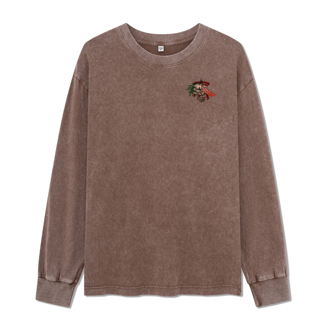 Christmas Cardinal Washed Long Sleeve Top