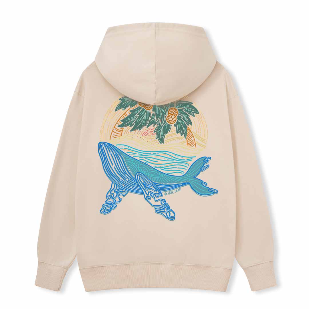 Striated Whale Back-printed Hoodie
