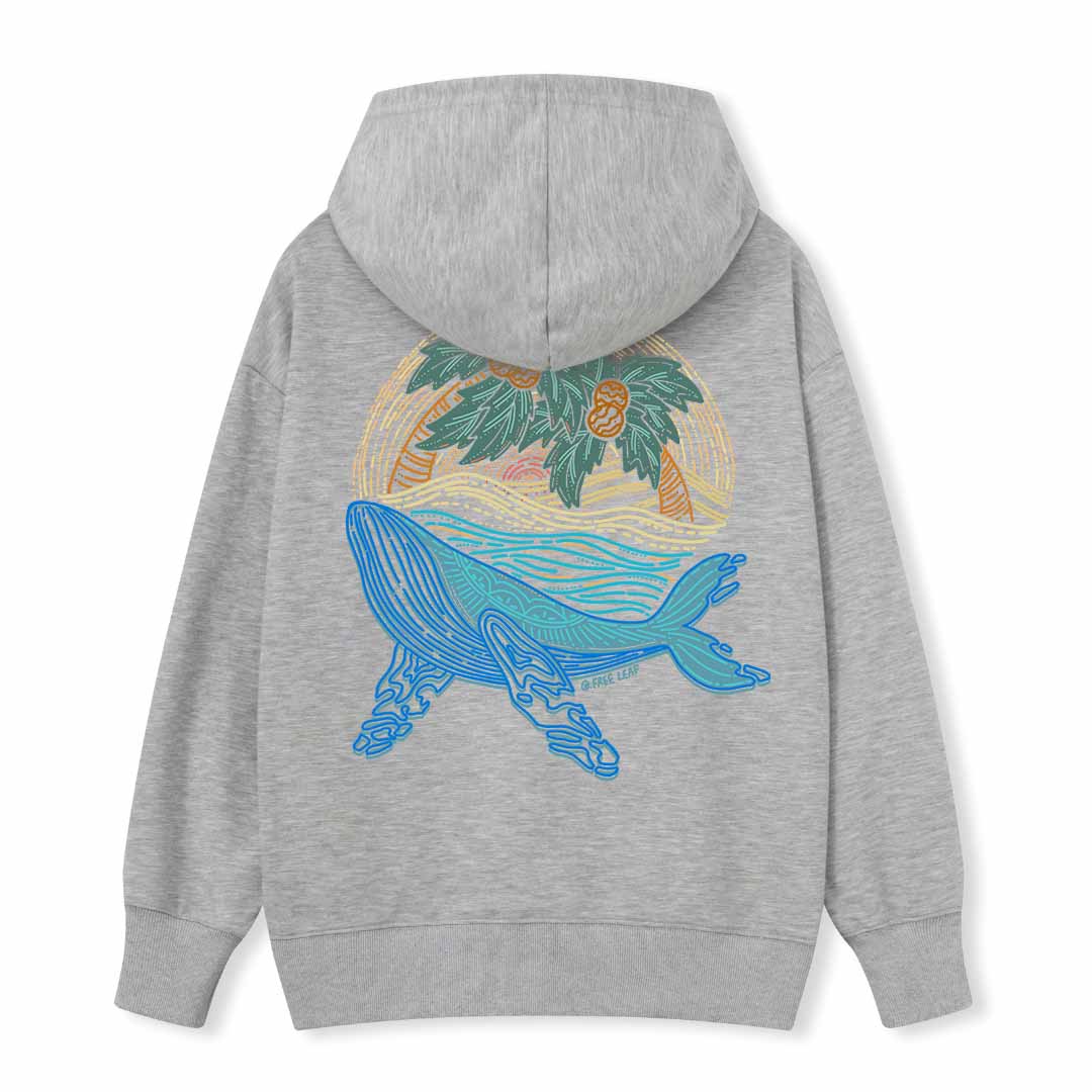 Striated Whale Back-printed Hoodie