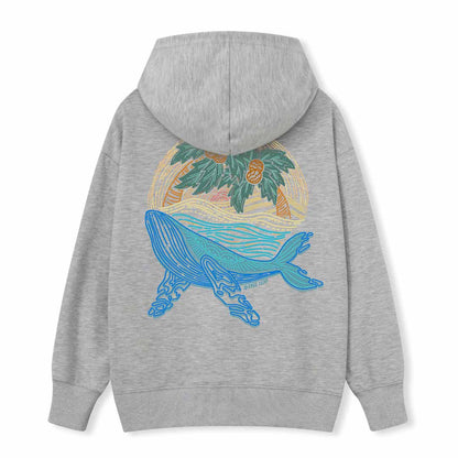 Striated Whale Back-printed Hoodie