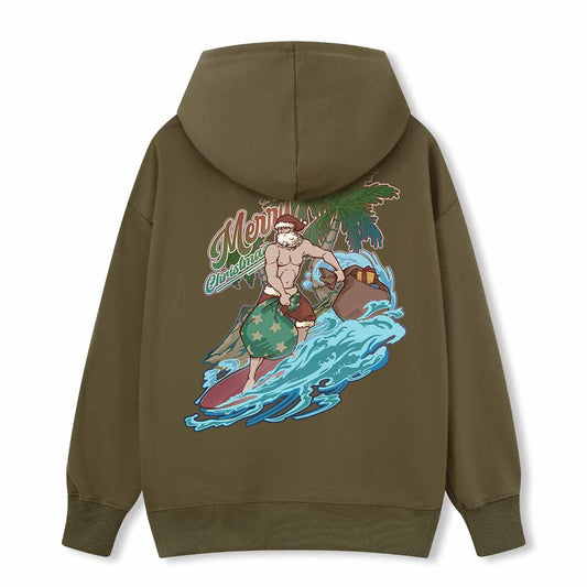 Santa Claus Surfing Back-printed Hoodie