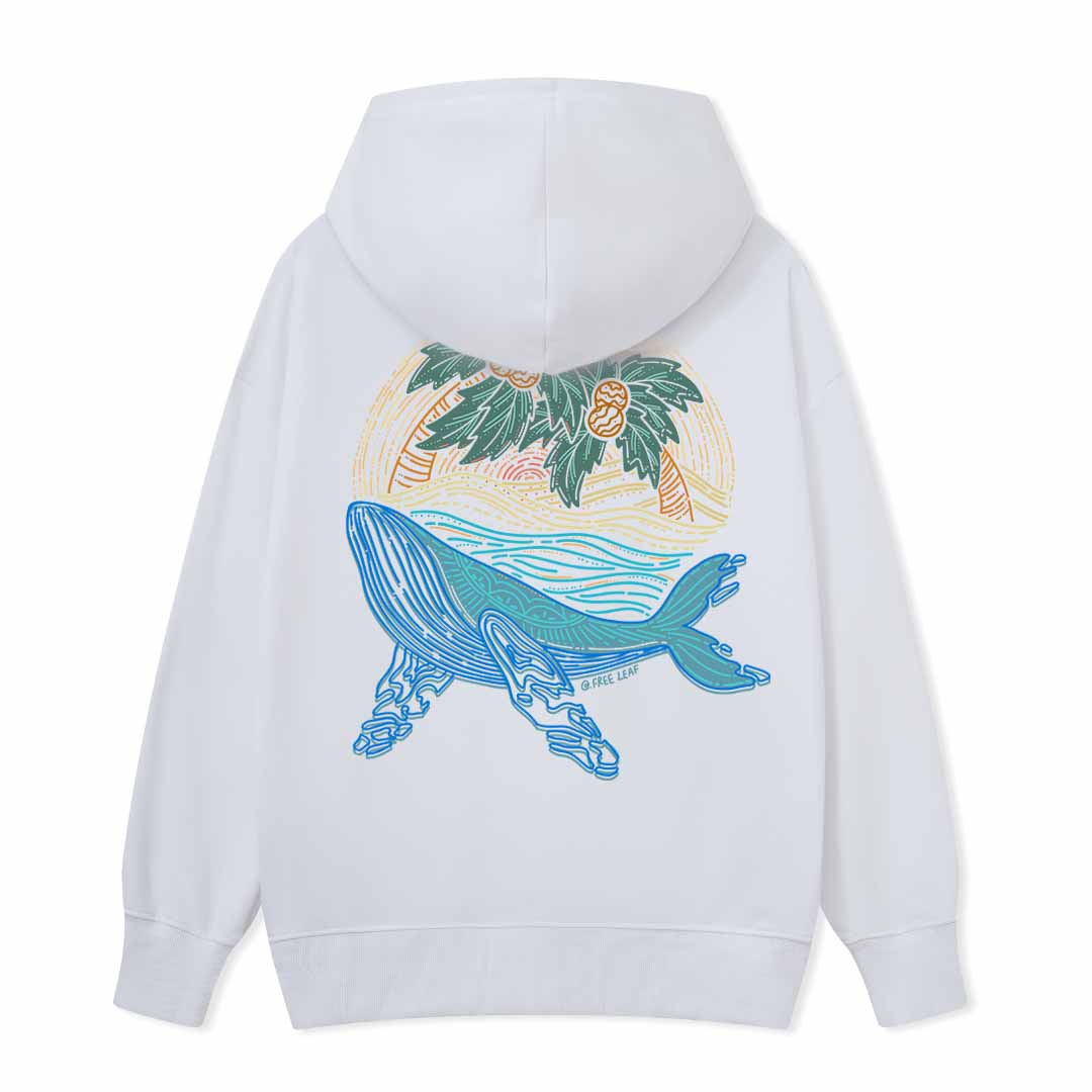 Striated Whale Back-printed Hoodie
