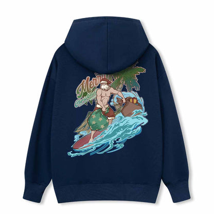 Santa Claus Surfing Back-printed Hoodie