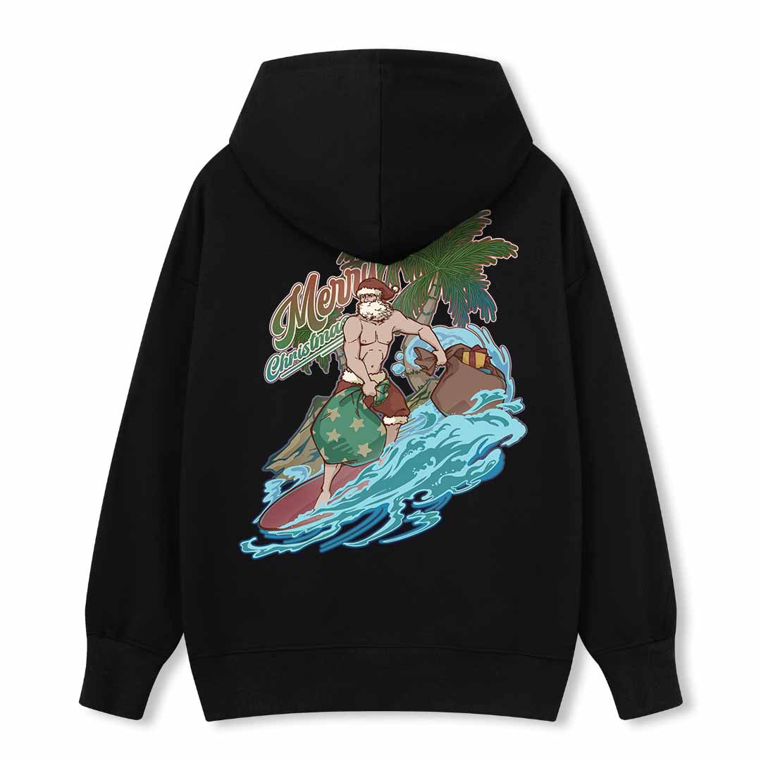 Santa Claus Surfing Back-printed Hoodie