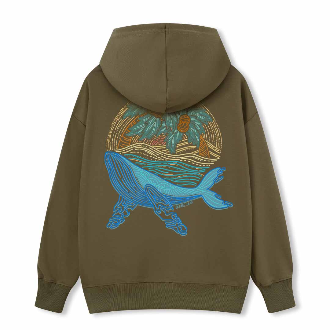 Striated Whale Back-printed Hoodie