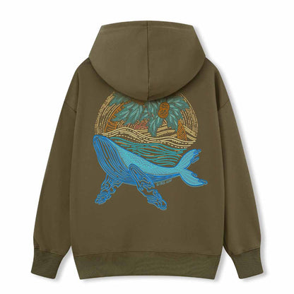 Striated Whale Back-printed Hoodie