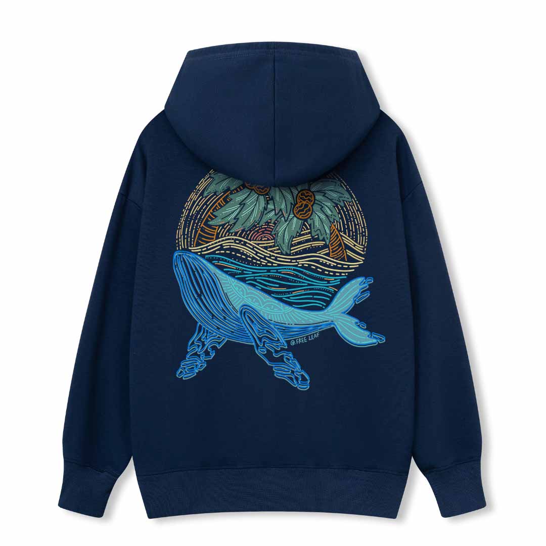 Striated Whale Back-printed Hoodie