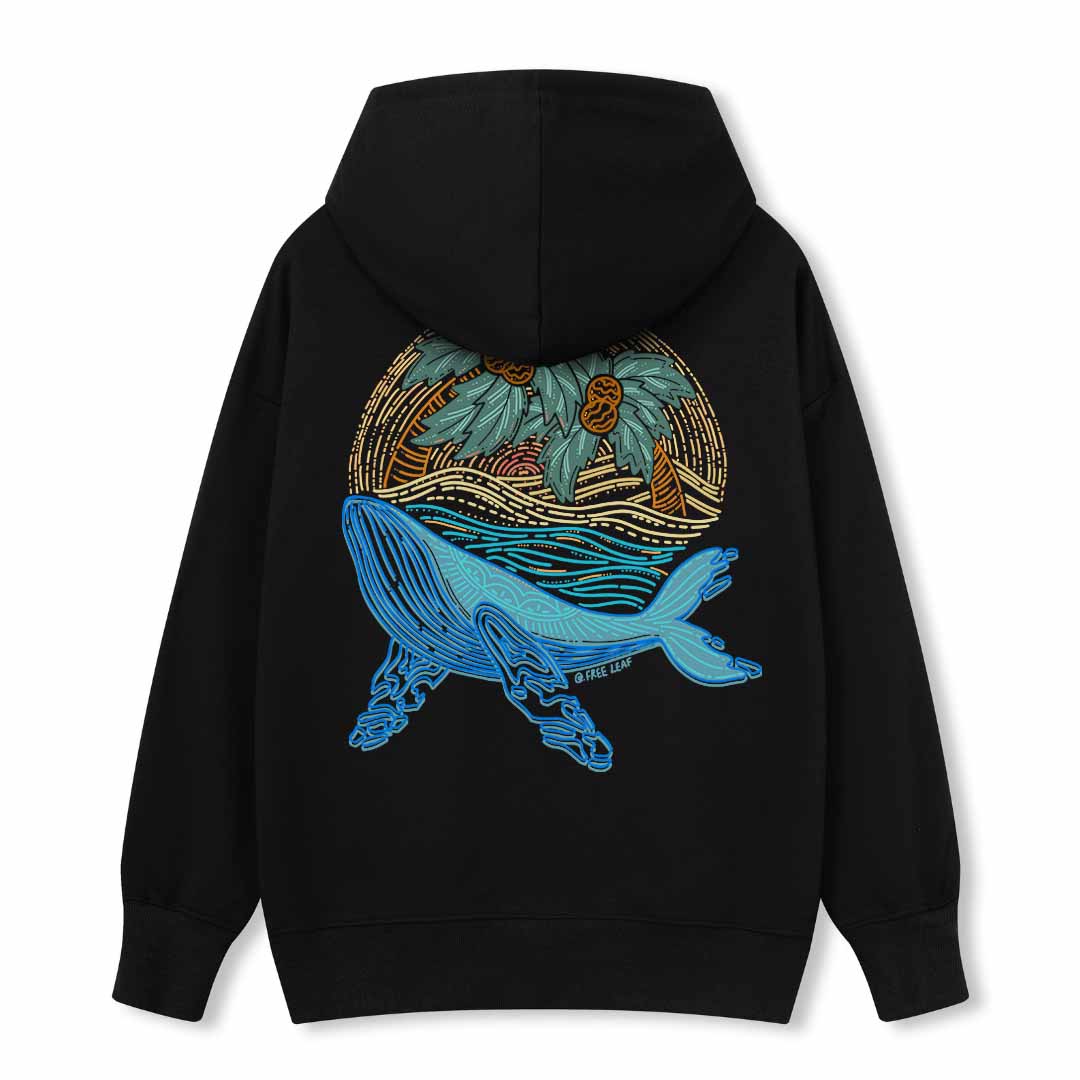 Striated Whale Back-printed Hoodie