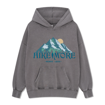 Hike More Front-printed Washed Hoodie