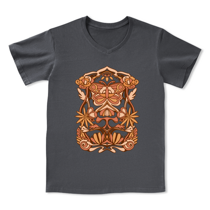 Spring Butterfly Front-printed V-neck Tee