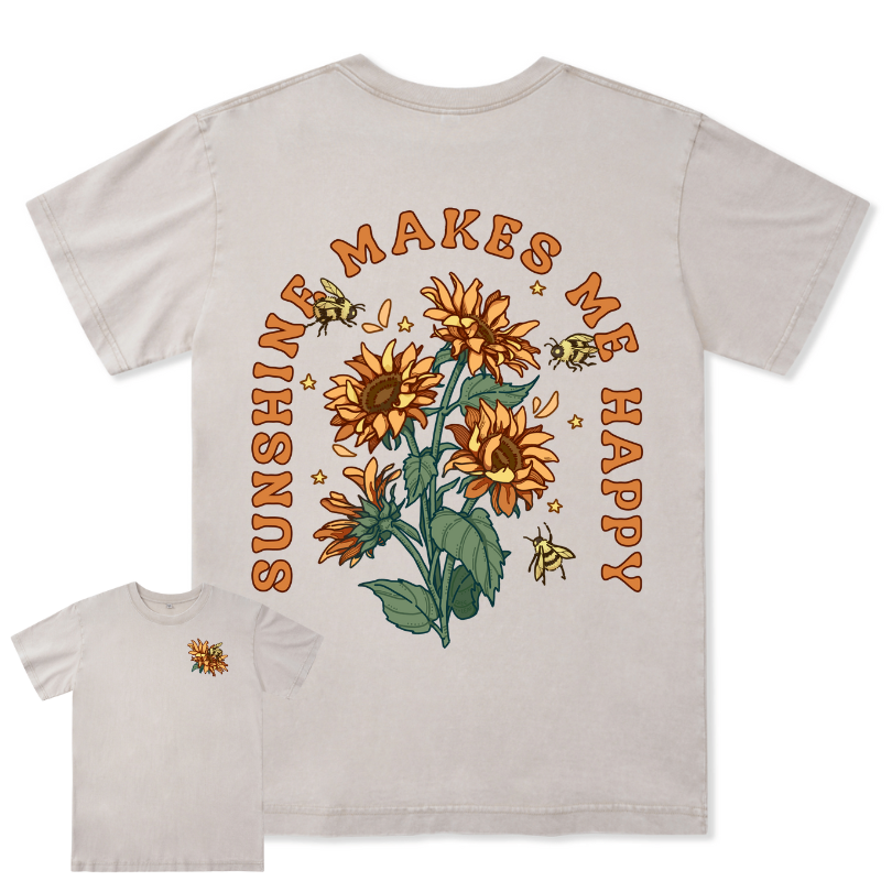 Freeleaf Sunshine Makes Me Happy Washed Tee