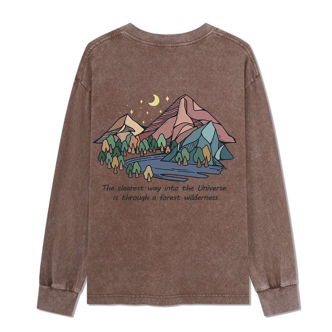 Freeleaf Pathway to the  Universe Unisex Washed Long Sleeve Top