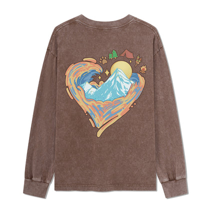 Freeleaf Heart of Wilderness Camping Unisex Nature Inspired Washed Long Sleeve Top