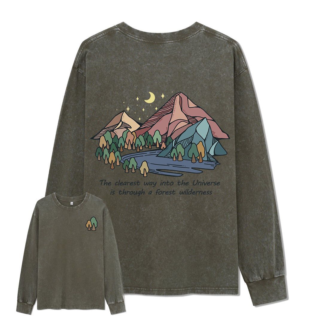 Freeleaf Pathway to the  Universe Unisex Washed Long Sleeve Top