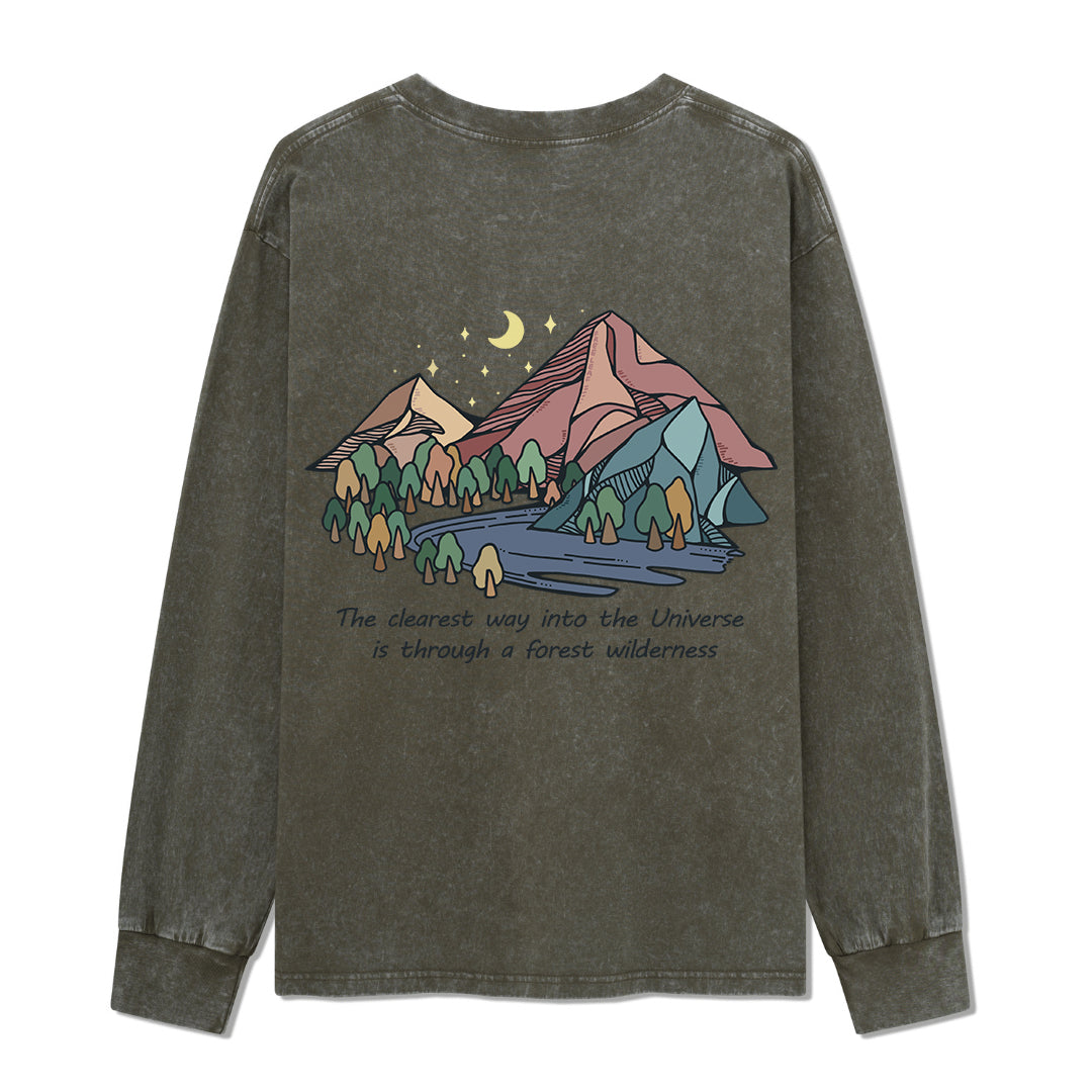 Freeleaf Pathway to the  Universe Unisex Washed Long Sleeve Top