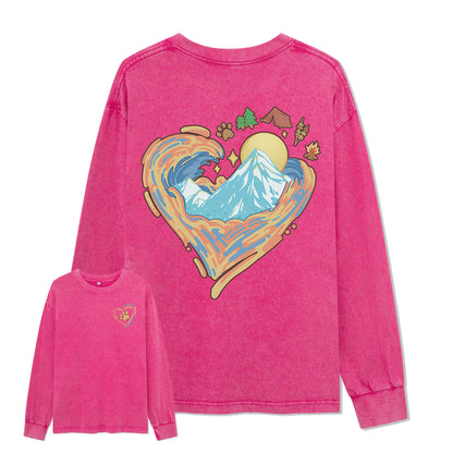 Freeleaf Heart of Wilderness Camping Unisex Nature Inspired Washed Long Sleeve Top