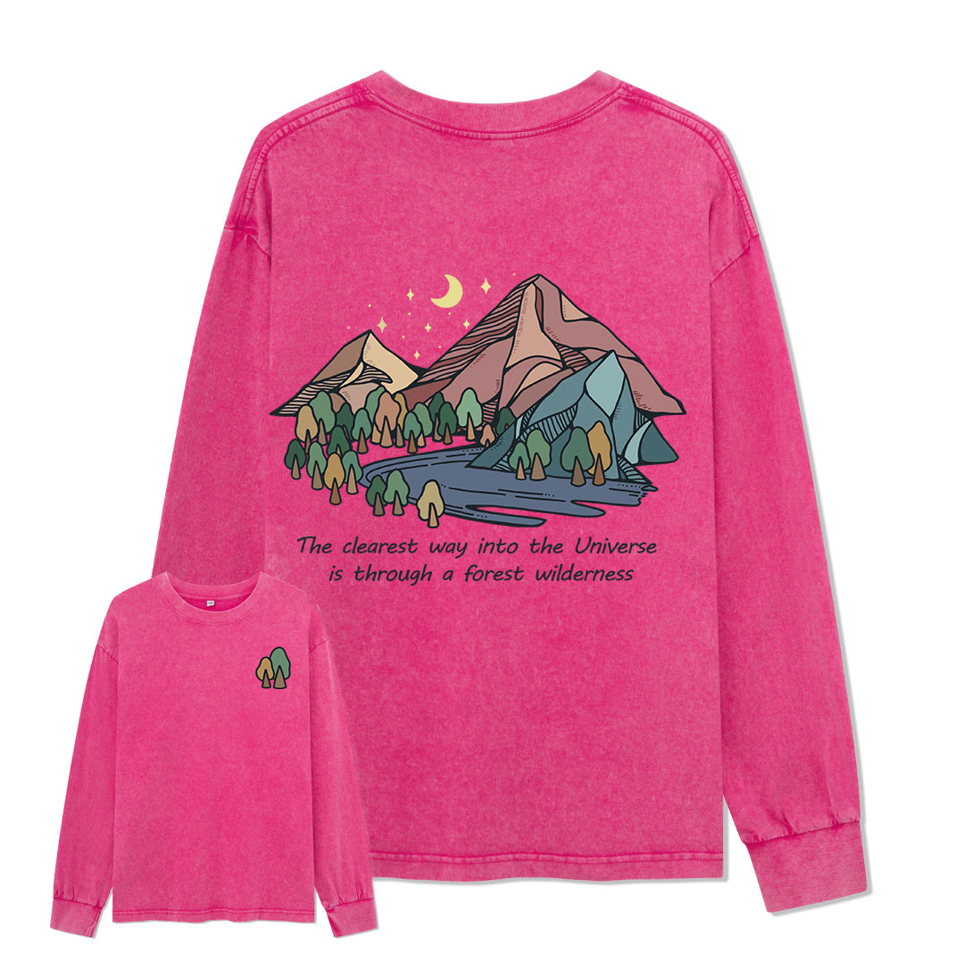 Freeleaf Pathway to the  Universe Unisex Washed Long Sleeve Top