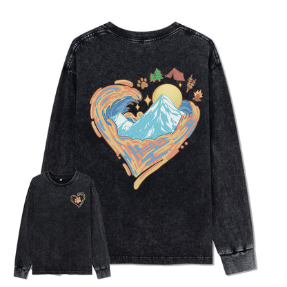 Freeleaf Heart of Wilderness Camping Unisex Nature Inspired Washed Long Sleeve Top