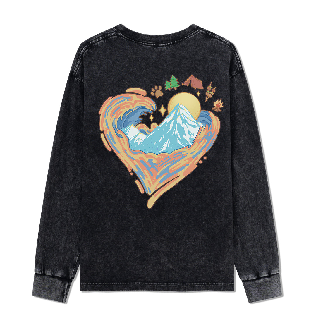 Freeleaf Heart of Wilderness Camping Unisex Nature Inspired Washed Long Sleeve Top
