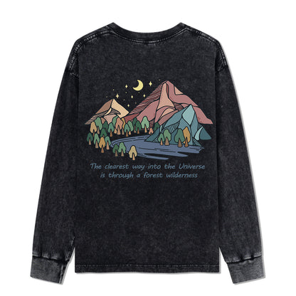 Freeleaf Pathway to the  Universe Unisex Washed Long Sleeve Top