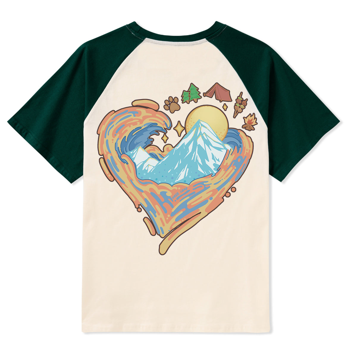 Freeleaf Heart of Wilderness Camping Unisex Nature Inspired Raglan Sleeve Top