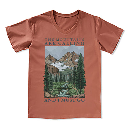 Freeleaf The Mountains Are Calling Unisex V-neck Tee