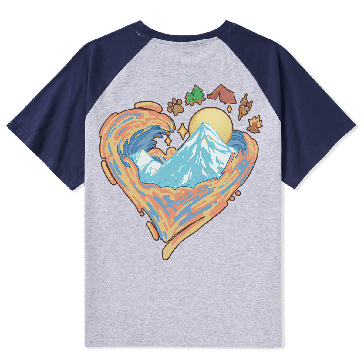 Freeleaf Heart of Wilderness Camping Unisex Nature Inspired Raglan Sleeve Top