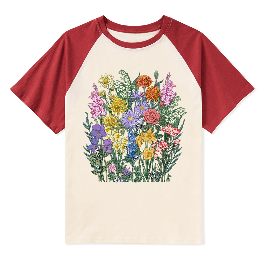 Freeleaf Whimsy in Bloom Unisex Nature Inspired Raglan Sleeve Top