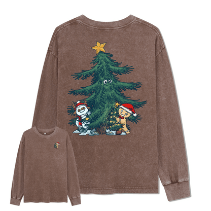 Merry Christmas Washed Long Sleeve Top