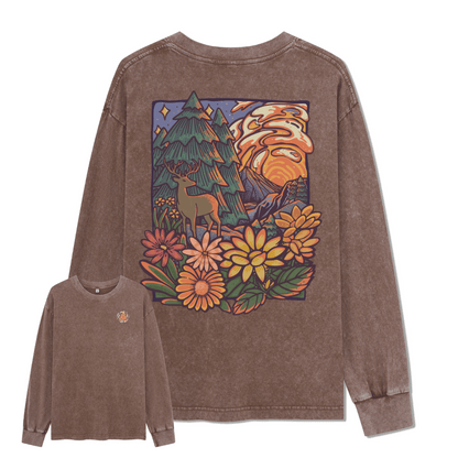 Wander In The Forest Washed Long Sleeve Top