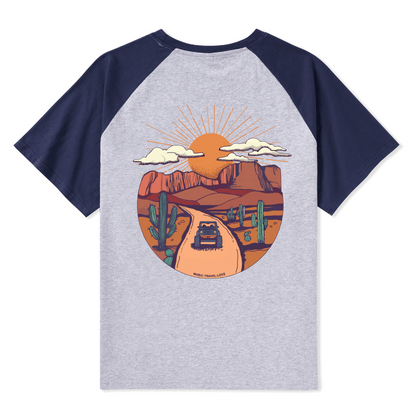 Go Hiking With Music Raglan Short Sleeve Top