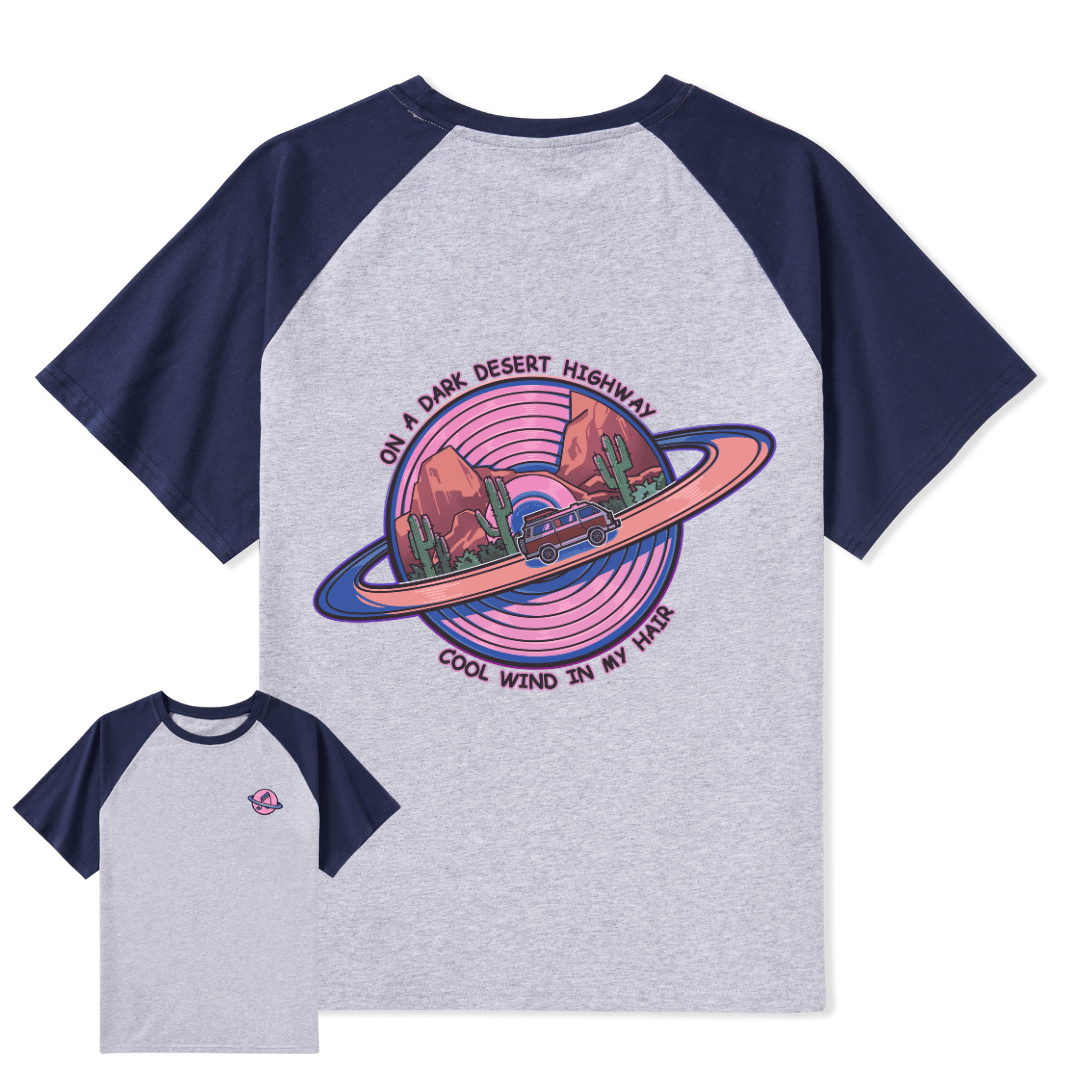 On A Dark Desert Highway Raglan Short Sleeve Top
