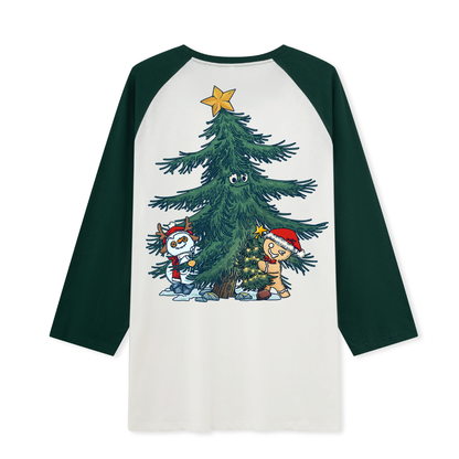 Merry Christmas Raglan Long Sleeve Top