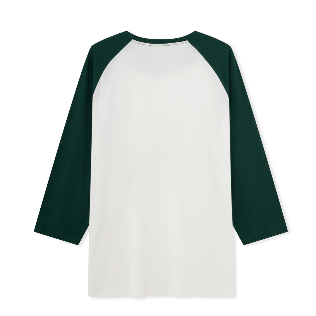 Striated Whale Front-printed Raglan Long Sleeve Top