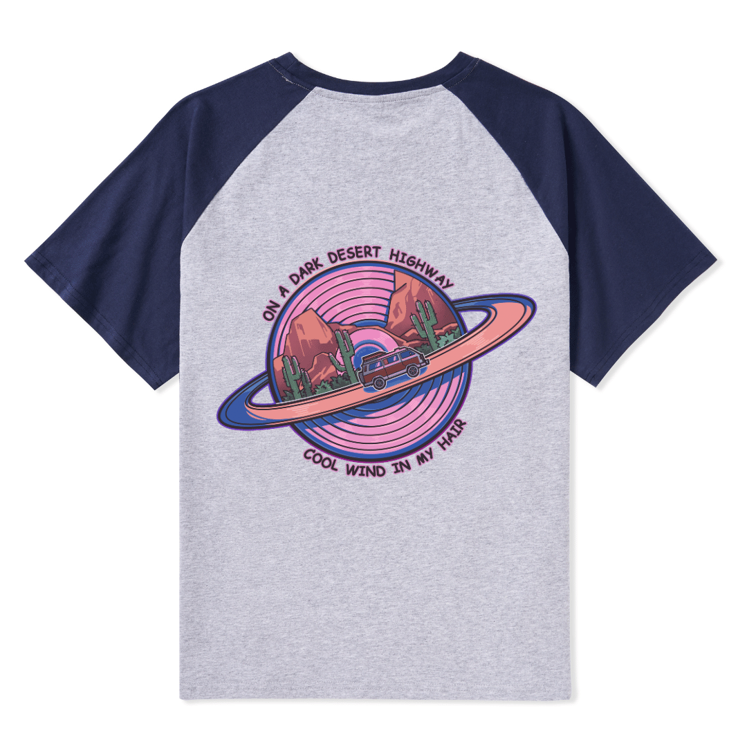 On A Dark Desert Highway Raglan Short Sleeve Top