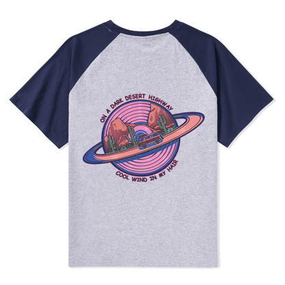 On A Dark Desert Highway Raglan Short Sleeve Top