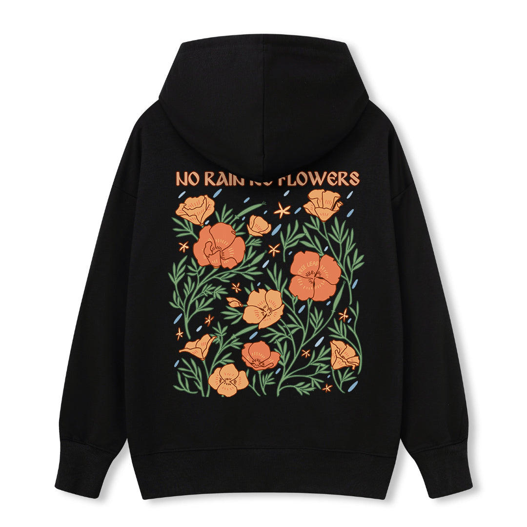 Freeleaf No Rain No Flowers Unisex Back-printed Hoodie