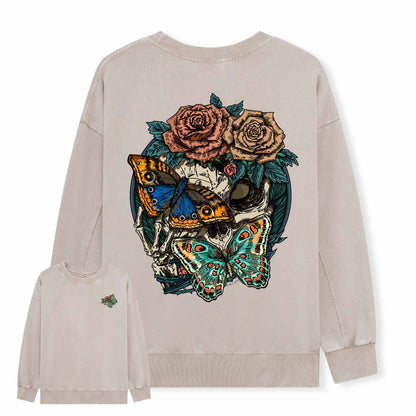 Floral Skull Washed Sweatshirt
