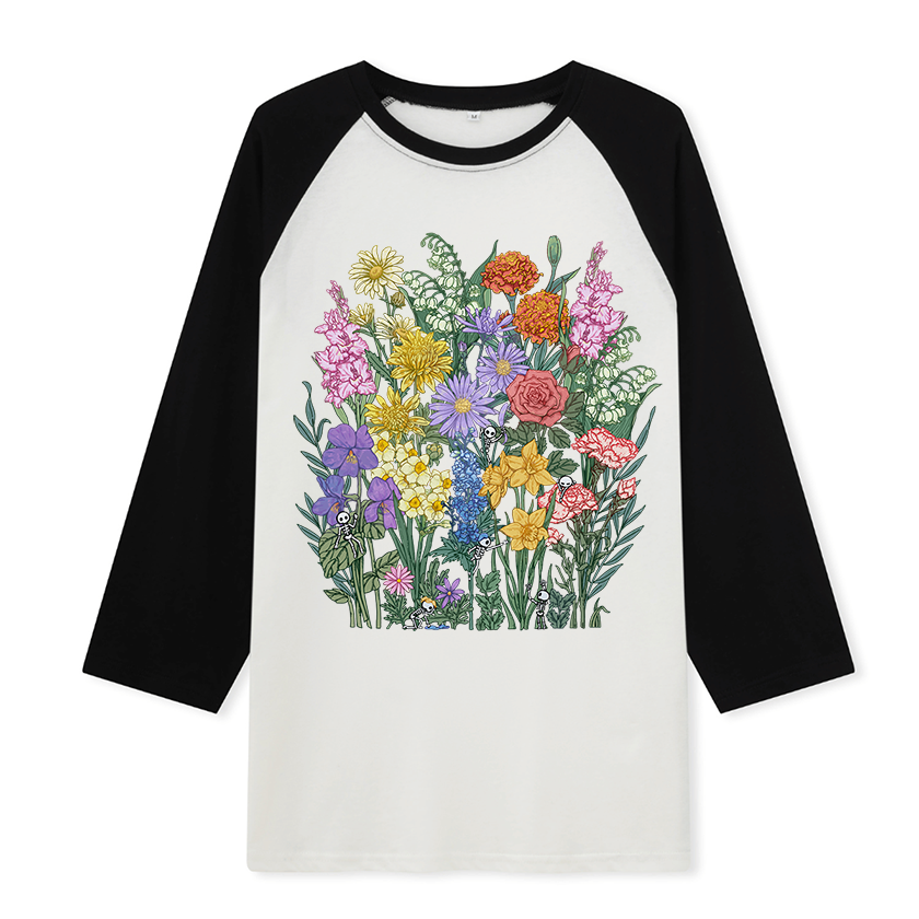 Freeleaf Whimsy in Bloom Unisex Nature Inspired Raglan Sleeve Top
