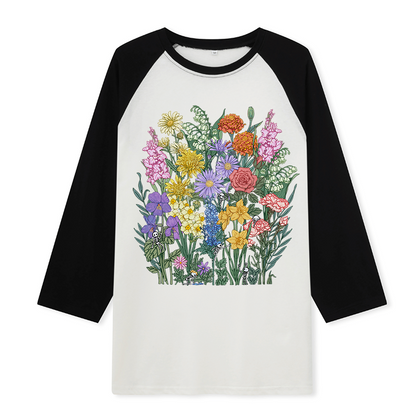 Freeleaf Whimsy in Bloom Unisex Nature Inspired Raglan Sleeve Top