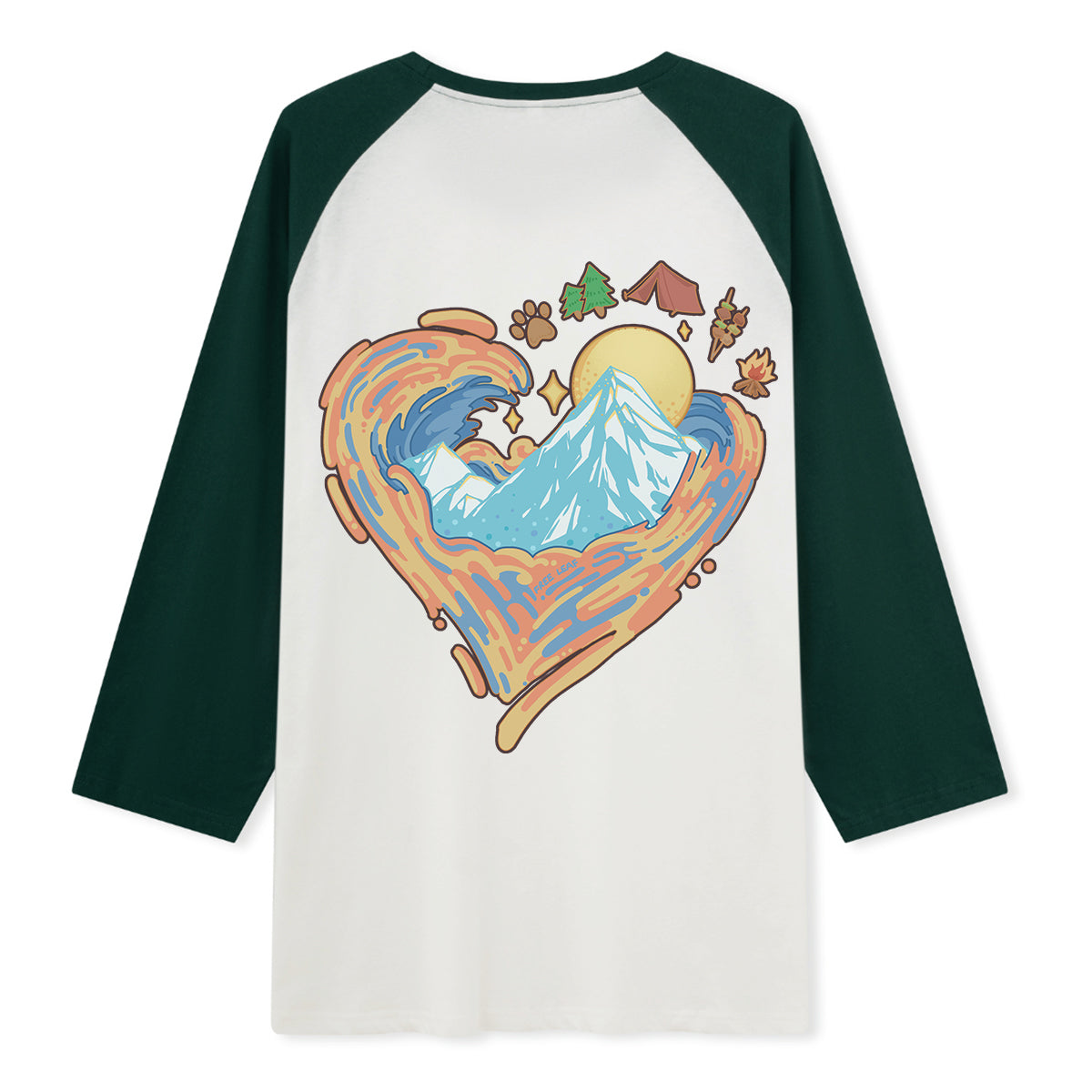Freeleaf Heart of Wilderness Camping Unisex Nature Inspired Raglan Sleeve Top