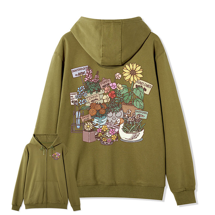 Freeleaf Flourishing Garden Nature Inspired Unisex Fleece Full-Zip Hoodie