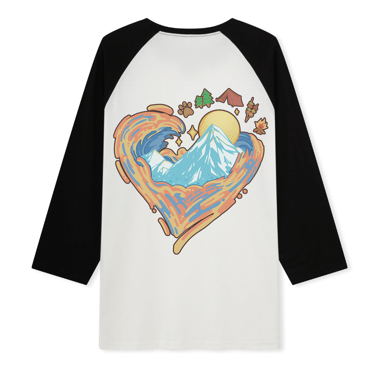 Freeleaf Heart of Wilderness Camping Unisex Nature Inspired Raglan Sleeve Top