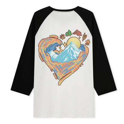 Freeleaf Heart of Wilderness Camping Unisex Nature Inspired Raglan Sleeve Top
