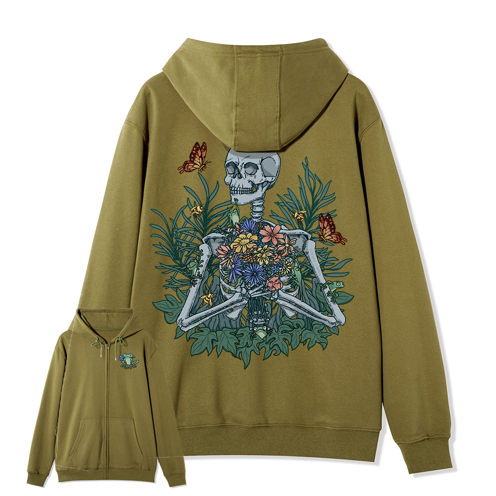 Freeleaf Rebirth in Bloom Unisex Nature Inspired Fleece Full-Zip Hoodie