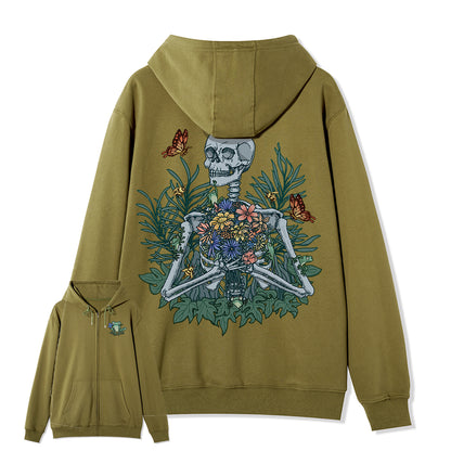 Freeleaf Rebirth in Bloom Unisex Nature Inspired Fleece Full-Zip Hoodie