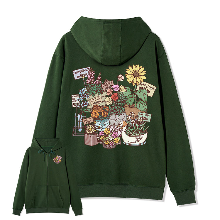 Freeleaf Flourishing Garden Nature Inspired Unisex Fleece Full-Zip Hoodie